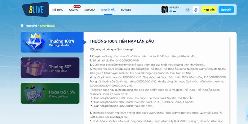 4 chương trình khuyến mãi 8live hấp dẫn nhất