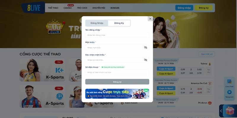 Hướng dẫn đăng ký 8live nhanh chóng và chính xác