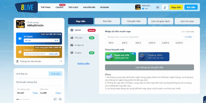 Hướng dẫn nạp tiền chơi game bầu cua tôm cá
